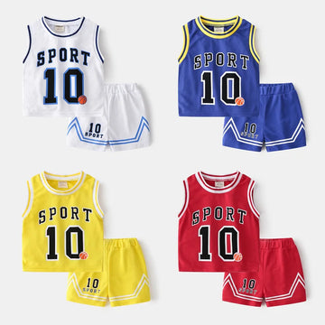 2025 Summer Boys Quick Drying Basketball Sportswear Set Kids Sleeveless T-shirt Vest+Shorts Two-piece Suit Children Sports Suit