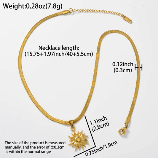 Stainless Steel Golden Fashion Sun Pendant Necklace For Women Girl New Concise Solar Neck Chain Jewelry Gift for Anniversary