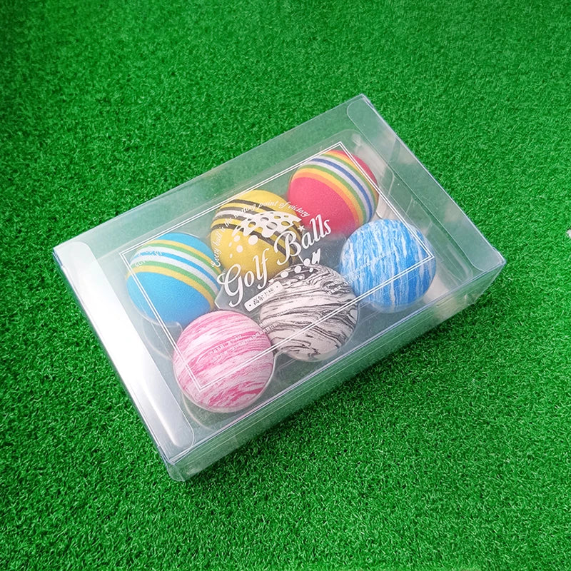 6pcs/box Golf Balls Sponge Practice Golf Balls Golf Training Balls Rainbow Soft Foam Garden Golf Balls for Indoor Outdoor