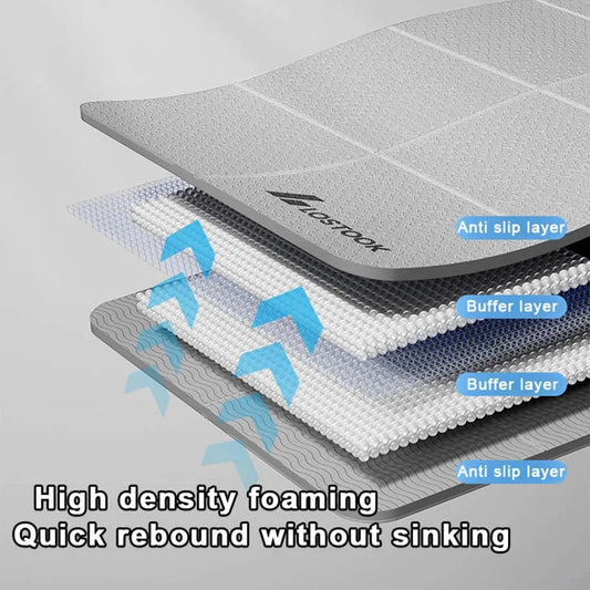 TINSOL 4mm Thick TPE Foldable Yoga Mat 183*61cm Easy Storage for Travel Yoga Pilates Home Exercise Floor Mat ﻿