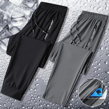 Men Summer Thin Ice Silk Pants Loose Style Workwear Casual Quick Dry Sports Pants Long Breathable High Elasticity