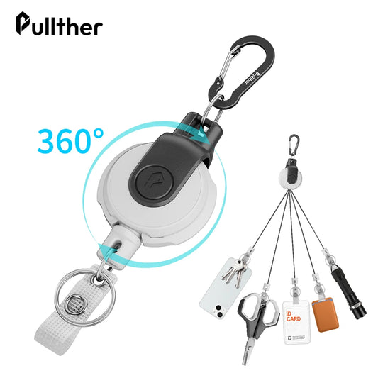 Retractable Key‌ Chain for man Reel‌ Badge Holders Retractabl Carabiner Quick Release Spring Clip outdoor camping equipment