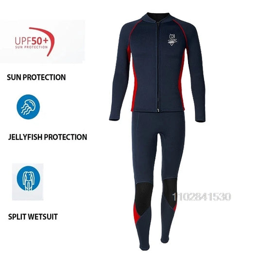 3mm Diving Wetsuit Jackets Pants Men Women Neoprene Diving Kite Surfing Underwater Clothes Suit Front Zip Water Sports Equipment