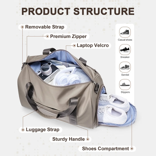 Travel Duffel Bag Men Women Large Capacity Hand Luggage Dry-Wet Sports Fitness Bag Gym Bag Weekender Bags Short-Distance Package