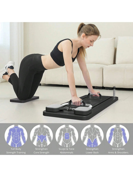 Foldable Pilates Board - Multi functional abdominal trainer, portable exercise equipment for home and gym (towel color random)