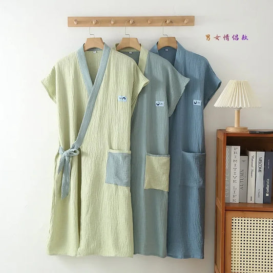 Multi Colors Couples Bath Robe Wearable Sleeveless Women Night Gown Cardigan Night Dress Women Cotton Robes Roomwear Clothes