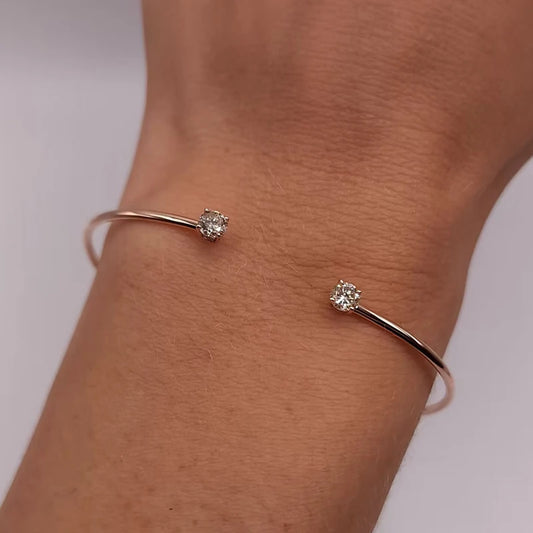 Anziw 5mm 0.5CT D VVS1 Moissanite Bangle Cuff Real 925 Sterling Silver Bracelet for Women Hand Opening Cuffs Fine Jewelry Gifts