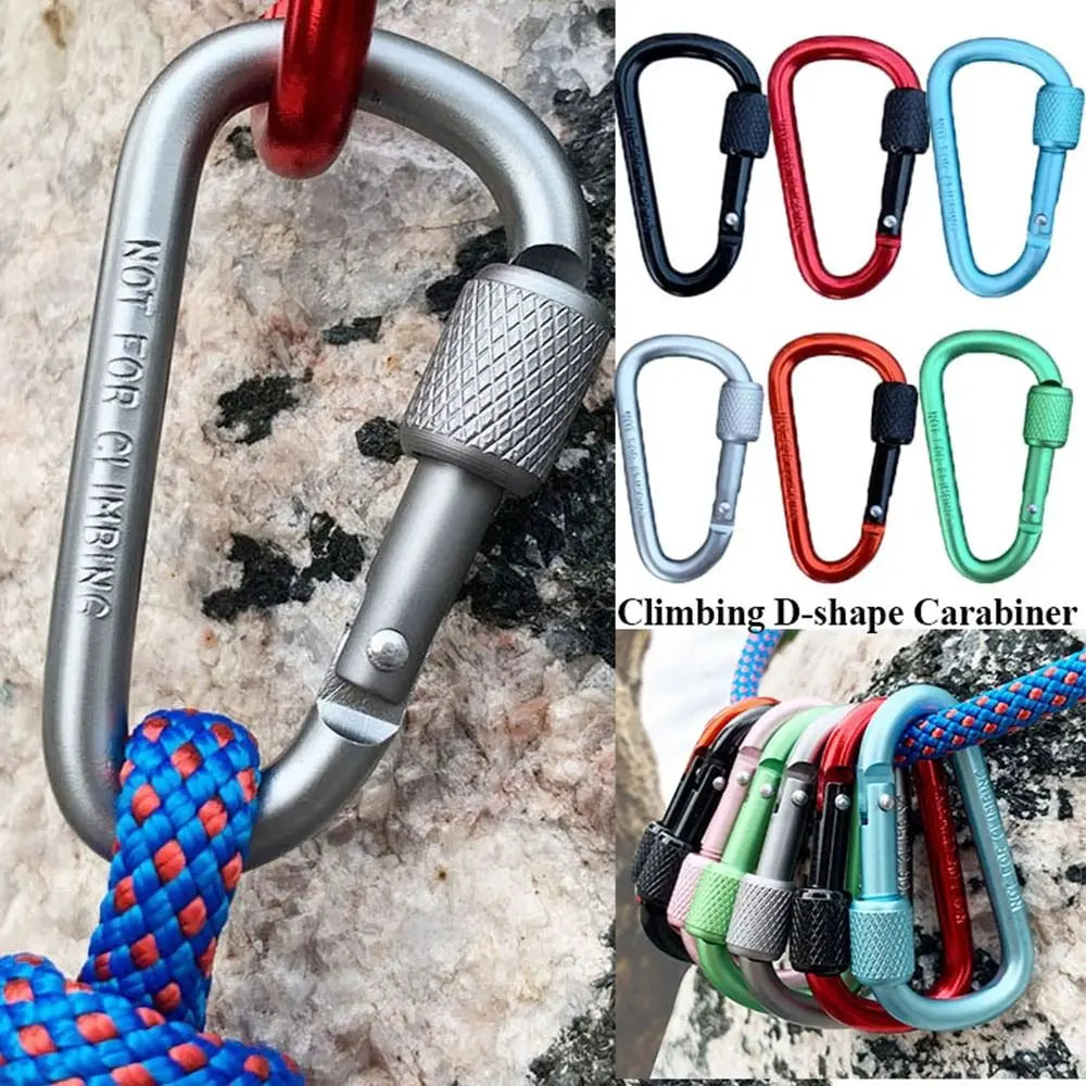 Multi Colors Outdoor Sports Buckle Aluminium Alloy with Lock Safety Buckle Keychain Camping Hiking Hook Outdoor Tool