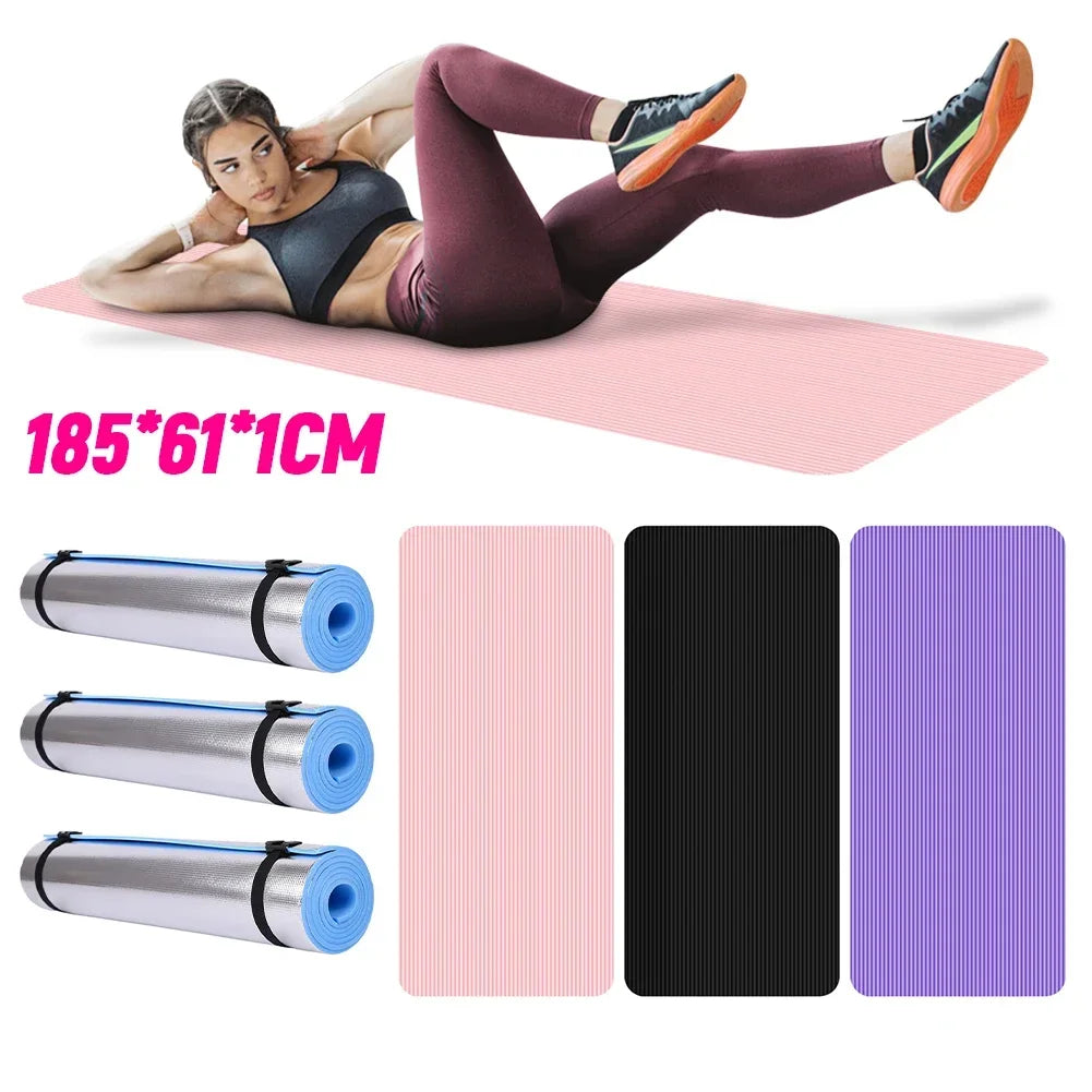 Yoga Mat Non Slip Exercise Thick Solid Color Fitness Yoga Workout Multi-Function for Home Gym