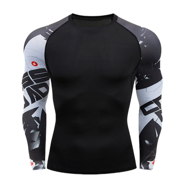 Men Compression Fitness Top Quick-Dry Sweat-Wicking Long Sleeve Casual Sport Base Layer Durable Color Block Pullover Top Fit