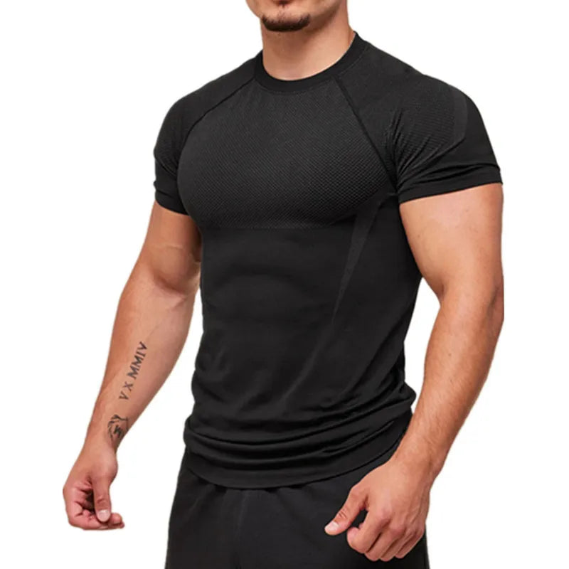 Compression T-shirt Men's Summer Running Sportswear Stretch Quick Dry Sports Tight Fitness Training Short Sleeve Top New Style