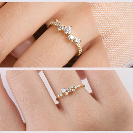Anziw Real S925 Ring Cluster Moissanite Sterling Silver Wedding Engagement Finger Rings Fashion Band for Women Fine Jewelry GRA