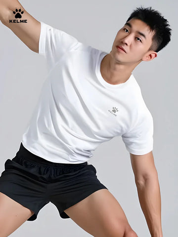 Kelme Men's Sports T-shirt Ice Silk Football Quick-drying Short-sleeved Fitness Outdoor Running Training Breathable Soccer Top