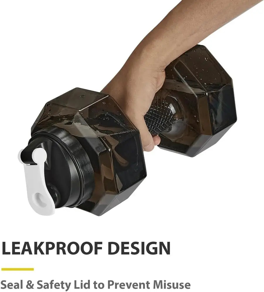 2600ml High Capacity Plastic Dumbbell Shaped Portable Water Bottle Creative Fitness Dumbbells Hammer Sport Cup Water Bottles