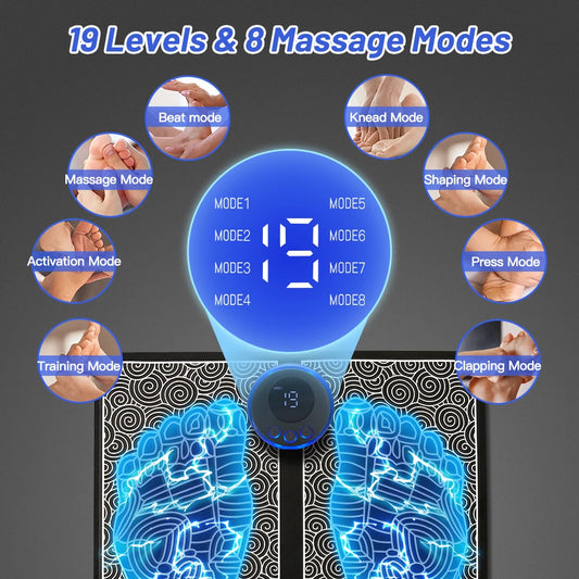 Electric Foot Massager Pad Electrostimulator Massage Mat EMS Muscle Massager Relax Feet Massage Fitness Masajeador USB Charging
