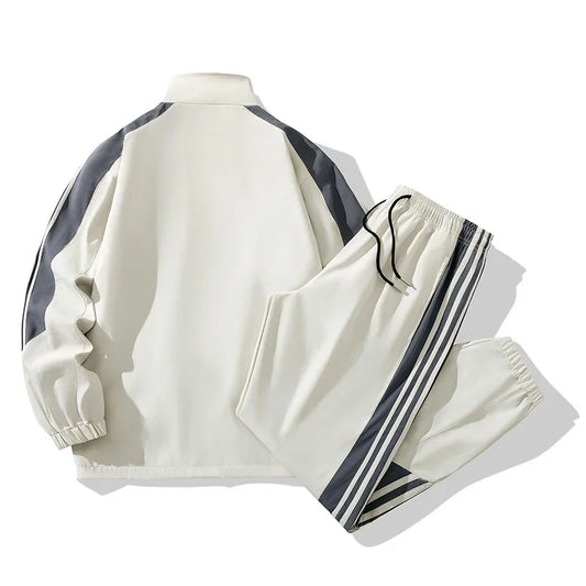 New 2025 Sporty Casual Men's Three-Stripes Set Couple's Fashionable Workwear Comfortable Fit Male Female Clothing Combo