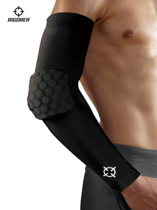 RIGORER 1PC Elbow Honeycomb Anti-collision Arm Protection Sun Protection Sports Fitness Training Football Basketball Equipment