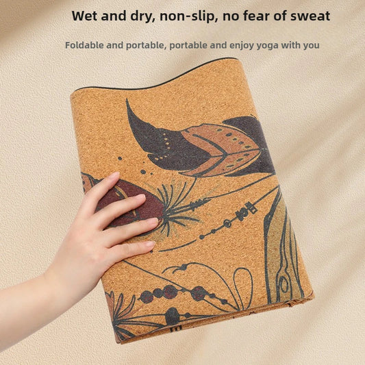 Pilates Equipment Yoga Mat Anti-Slip Cork Cover, Extra Thick Rubber Grip Portable Mat for Men Fitness Workout 요가매트