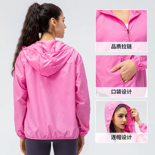 New Women outdoor sports skin windbreaker waterproof windproof lightweight breathable quick dry clothes cycling long sleeve coat