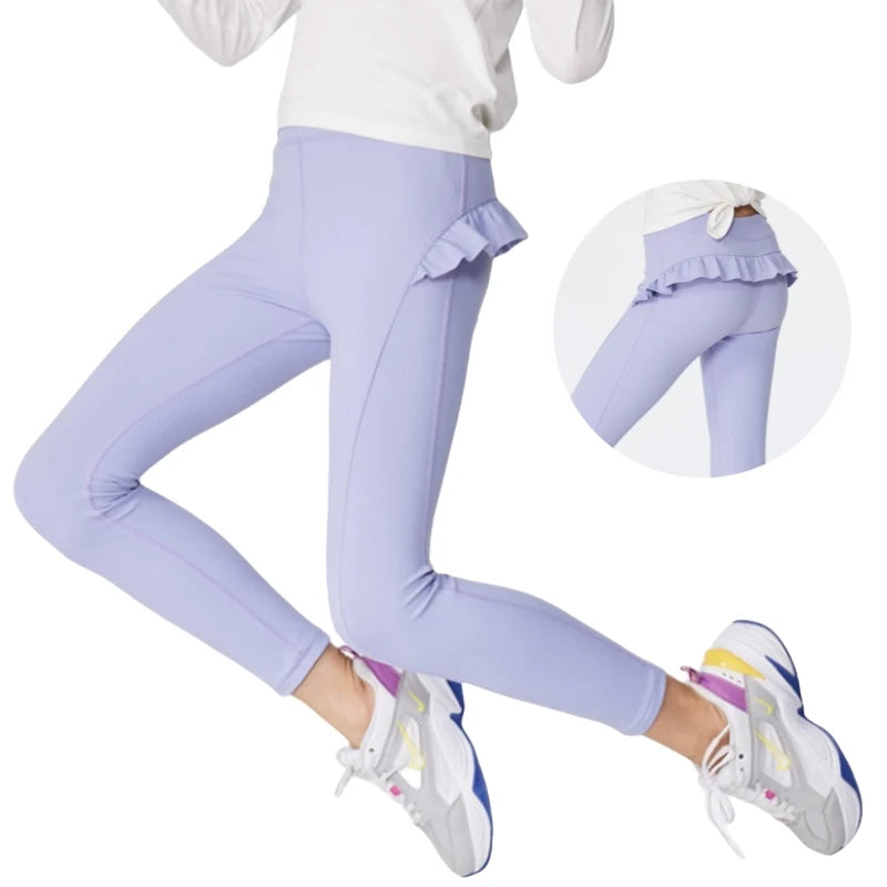 New Girls Yoga Pants Kids High Elastic Shark Purple Pants Quick-Dry Sportswear Spring Outfit Work Out Leggings Fitness Clothes