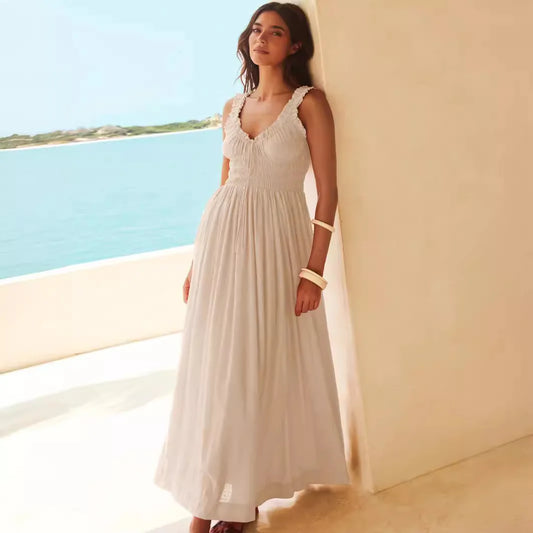 2025 New Women's Fashion Seaside Casual Overall Dress with High-end French Resort Vibe