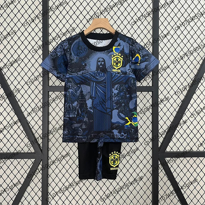 2025 Hot Selling Brazilian Jesus Soccer Jerseys Sports Suits Quick Dry Breathable Casual Men's T-shirts Shorts 2 pcs Sets