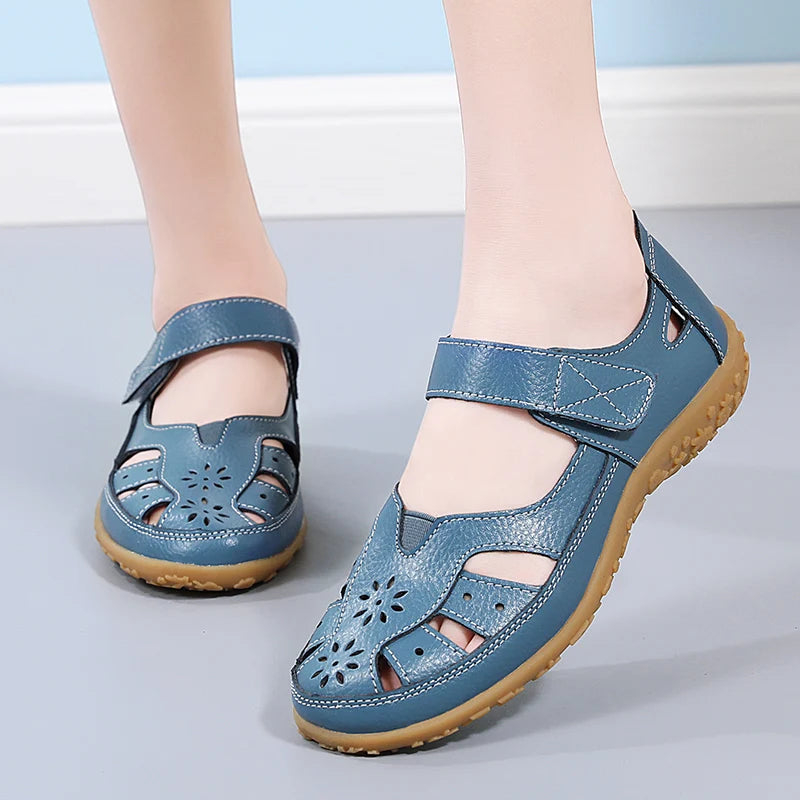 Summer Flat Women's Shoes PU Leather Beach Sandals Outdoor Casual Slippers Large Size Women Sandals Fashion New Loafer