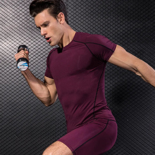 Summer Compression Sport T Shirts Men Fitness Gym T Shirt Short Sleeve Bodybuilding Tops Quick Dry Running Shirt Man Sportswear