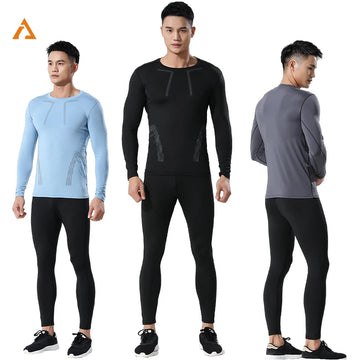 Men's Sportswear Quick Dry Tight Tracksuit Gym Sports Compression T Shirt Long Sleeve Fitness Running Training Tights 3305+725