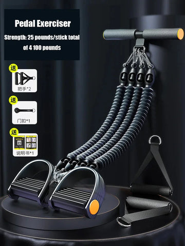 Men Pedal Type Exerciser Multi-functional Fitness Back Abdominal Waist Strength Training Pull Rope Gym Equipment Hand expander
