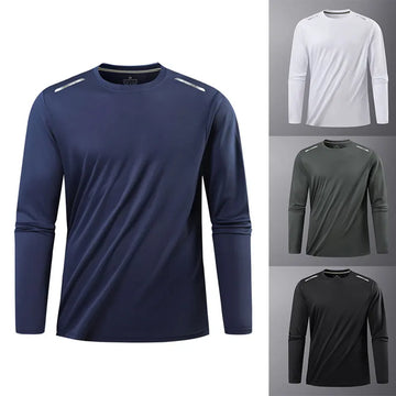 Reflective Sport Gym T Shirt Men Quick Dry Running Bodybuilding Shirts Men Long Sleeve Fitness Pullover Top Spring Autumn