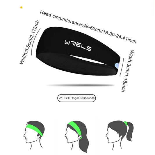 WRELS Sports Headband Running Fitness Sweatband Quick-Dry Elastic Absorbent Men Women Cycling Jog Tennis Yoga Gym Hair Bandage