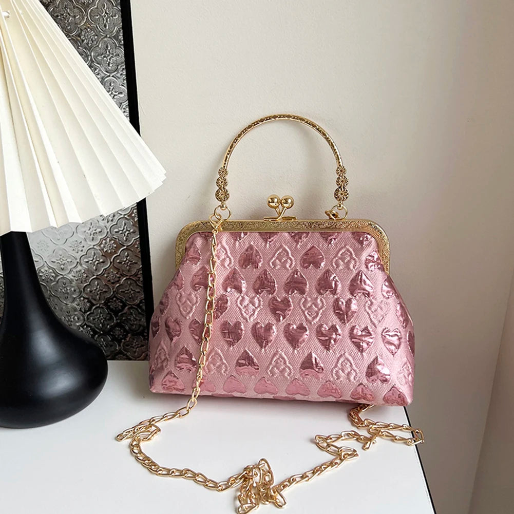 Women Evening Clutch Purses Chain Strap Vintage Evening Bag Ladies Elegant Handbag Top Handle Bag for Weddings Parties
