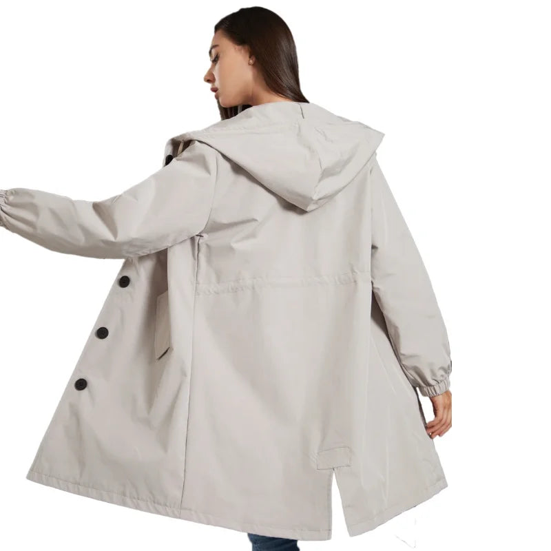 Fahsyee Raincoat Women, Rain Jacket Waterproof Raincoat Hooded Windbreaker Outdoor Long Active