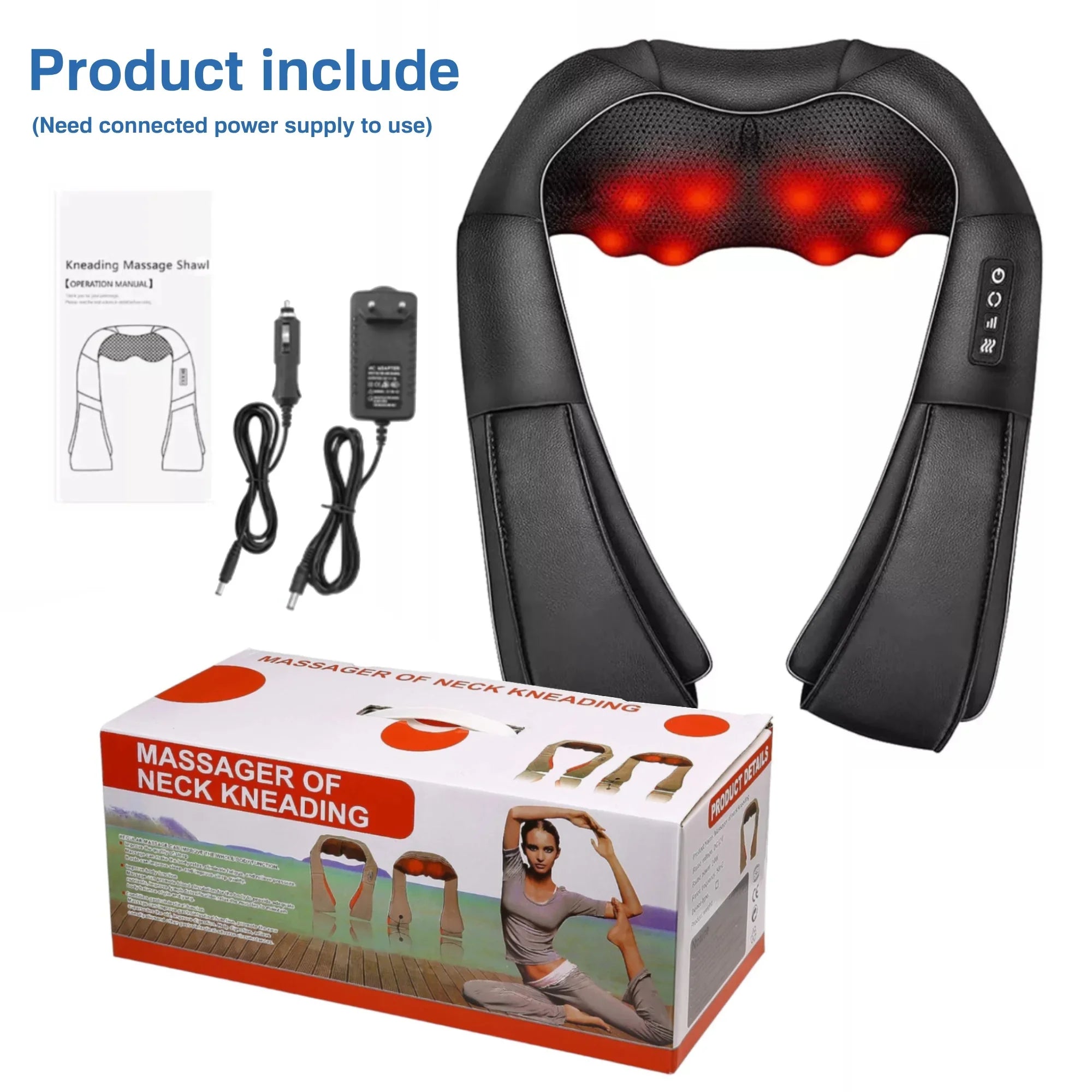 Back Shoulder and Neck Massager, Electric Full Body Massage to Legs Muscles Tissue Deep Kneading Heating Pillow Massage