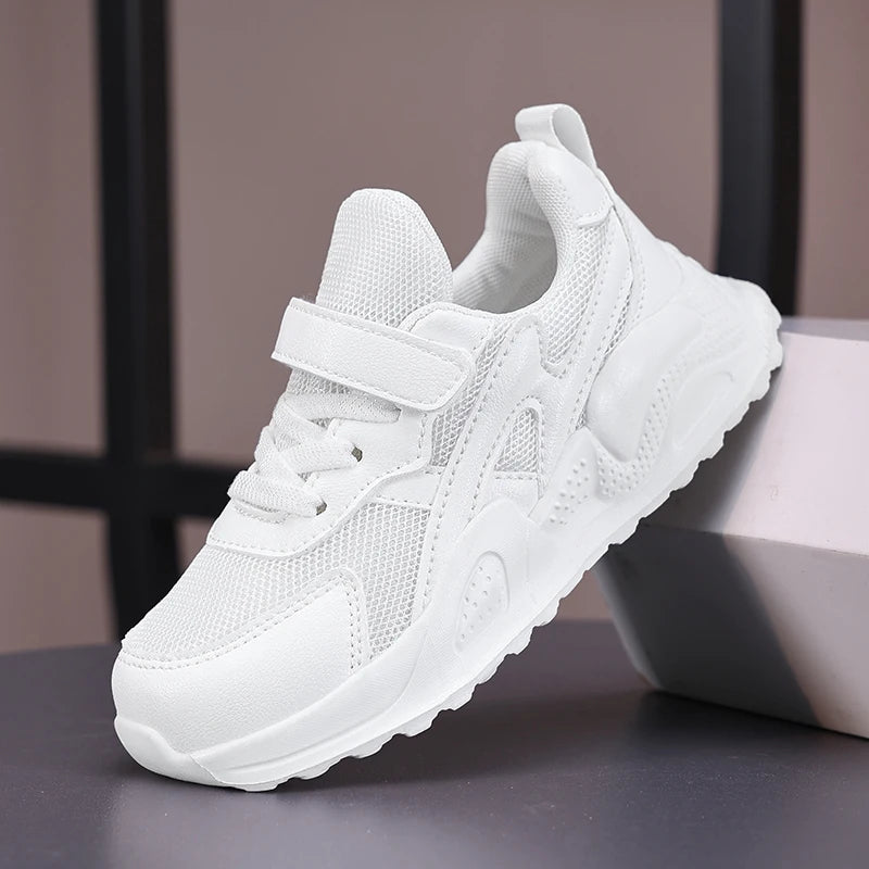 Childrens Sports Shoes Summer Fashion White Mesh Ventilate Snug Non Slip Campus Student Playground Sports Jogging Shoes for Kids