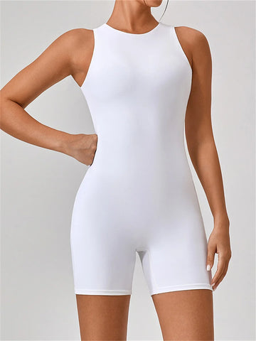 High Elastic Yoga Jumpsuit Women Black Tight Fitting Sport Set Sleeveless Fitness Seamless Slim Workout Running Short Rompers