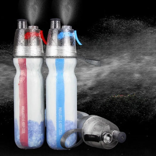 New Double-Layer Cold Preservation Function Spray Bottle 500ml Outdoor Sports Cycling Portable PE Large Capacity  Water Bottle