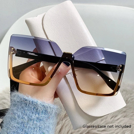 New European And American Style Half-frame Metal Sunglasses Fashion Slim Women's Sunglasses Anti-uv Glasses