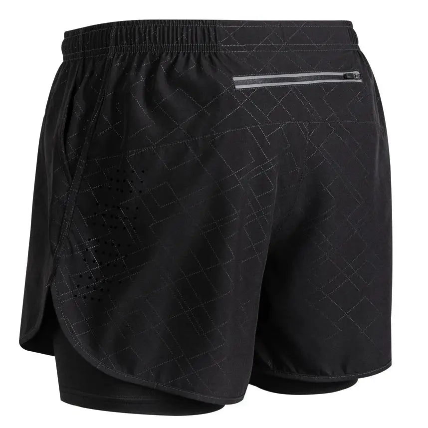 Summer men's reflective running shorts Fitness quick drying double-layer shorts Men's exercise training bodybuilding shorts