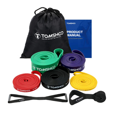5PCS Pull Up Assist Bands Set Resistance Loop Bands Powerlifting Exercise Stretch Bands with Door Anchor and Handles
