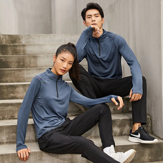 YJKVUR Autumn New Unisex Long Sleeve T-shirt Men Sweatshirt Fitness Shirt Tight Upperwear Anti-sweat Breathable Running Top ﻿