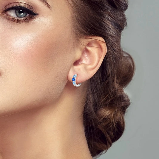Women's 925 Sterling Silver Circle Style Simple Colorful And Shiny Zircon Earrings Fit For Attend A Wedding Exquisite Jewelry