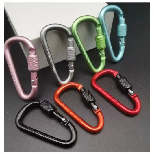 Multi Colors Outdoor Sports Buckle Aluminium Alloy with Lock Safety Buckle Keychain Camping Hiking Hook Outdoor Tool