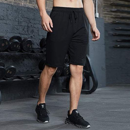New Summer Black Running Shorts Men Solid Loose Basketball Sport Gym Breathable Shorts Fitness Training Workout Bottom Male