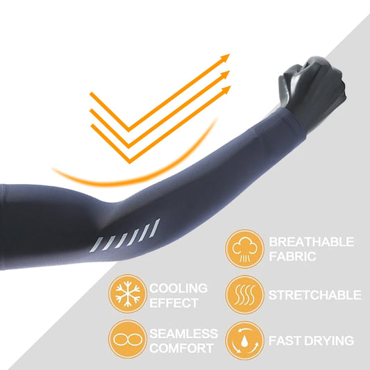 Ice Silk Sleeve UV Protection Cycling Sleeve Cooling Breathable Arm Sleeves Men Women Outdoor Sports Anti-Slip Cycling Sleeves