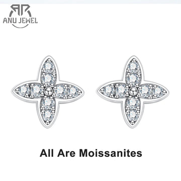 AnuJewel 1.5mm D Color Moissanite Diamond 925 Sterling Silver With Cer Classic Cross Stud Earrings For Woman Jewelry Wholesale