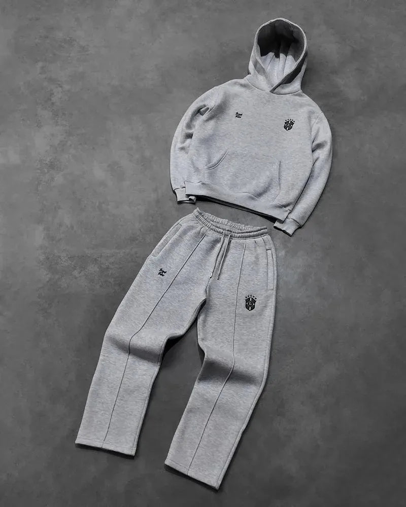 Brazil Hoodies Grey And Jogger 2pcs Set Men Y2k Harajuku Streetwear Hoodie Sportswear Gothic Street Oversized Sweatshirt Pants