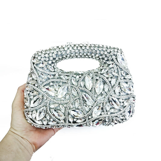 XIYUAN Women Pink Green Crystals Clutch Purse Rhinestones Evening Bags Lady Luxury Bridal Diamond Handbags Wedding Party Purses