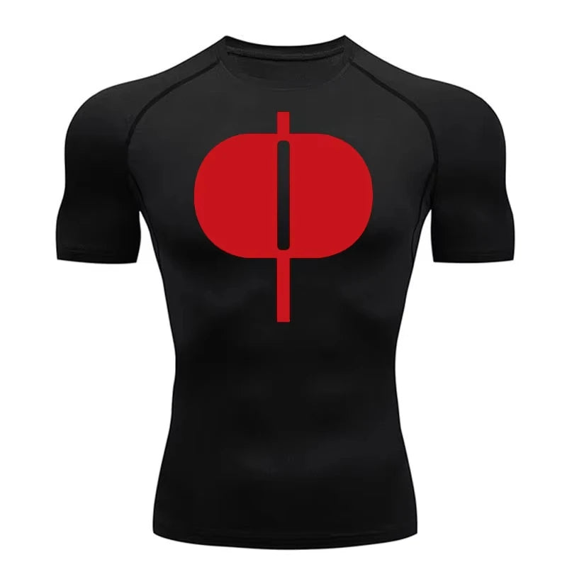 Graphic Short Sleeve Compression Shirts for Men Gym Workout Running Tshirts Sporty Quick Dry Tees Tops Baselayers RL0544